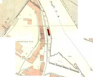 Waiting Room and Booking Office marked on OS 1893 map of Leith Docks. Click on the icon lower left to explore at full resolution.