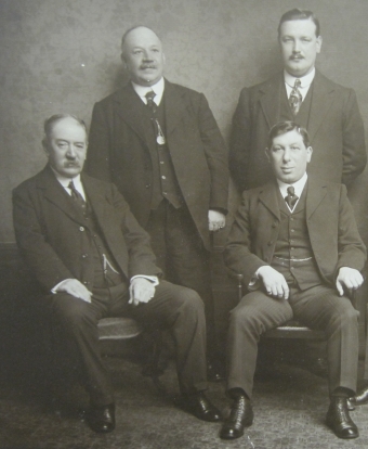 Elias Fürst (Latvia 1873 – Edinburgh 1949) (pictured lower left) was appointed, at the young age of thirty-nine, as Chairman of Hearts Football Club. He was the first Hearts official to be elected as Chairman of the Scottish Football League. Elias’ passion for football began when his father Rev. Jacob Fürst, Rabbi to the Edinburgh Hebrew Congregation, took him to matches on Shabbat (the Sabbath), a sign that Jacob Fürst was keen to ensure his children were accepted into Edinburgh life. By the time Hearts won the Scottish Cup in 1906, Elias was held in sufficient regard by the club to be allowed to display the trophy in the window of his jewellers’ shop at 45 South Bridge. For all his success, it was apparent that Fürst never managed to shed his outsider status. Courtesy of Heart of Midlothian FC Archive